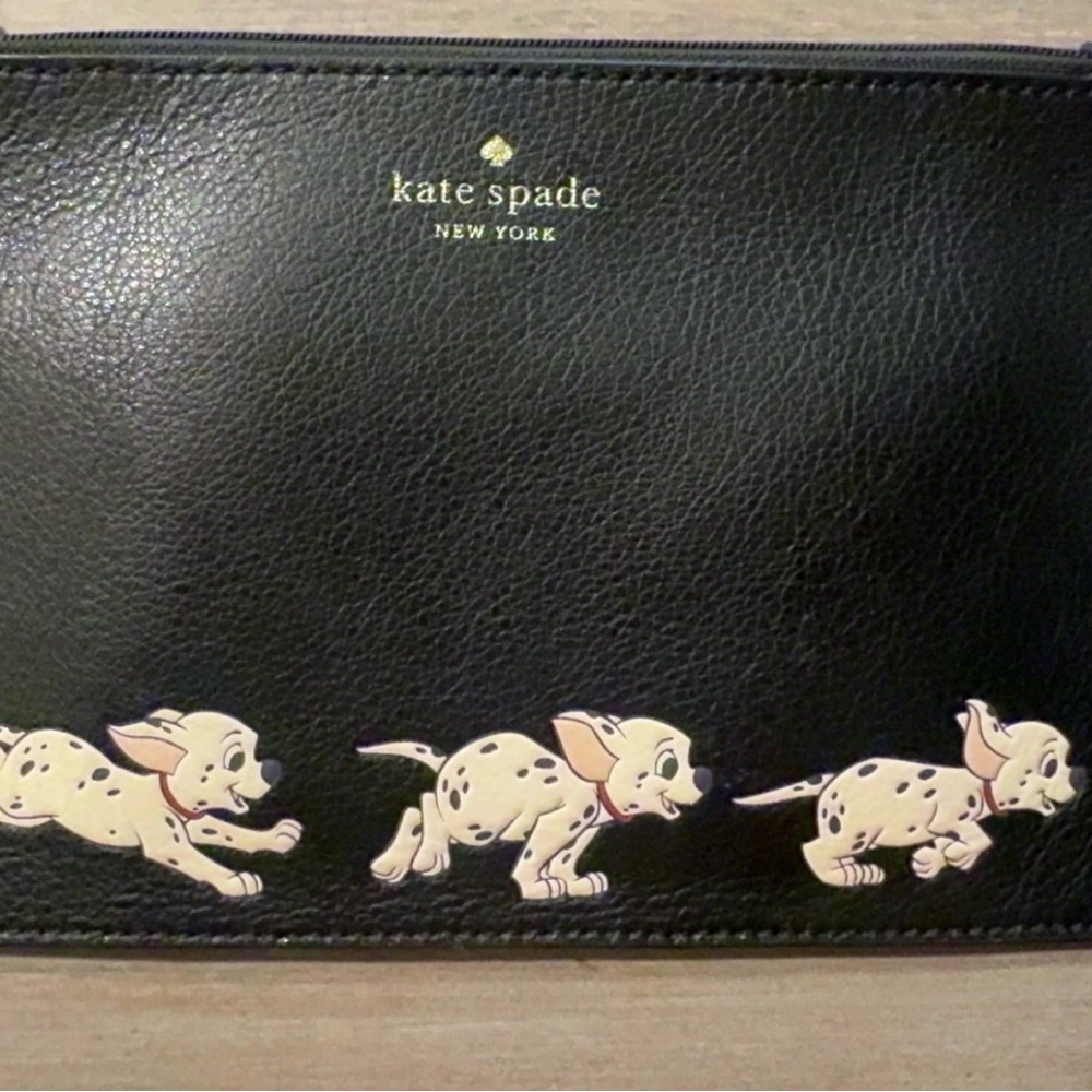 Kate Spade Black Pouch with 101 Dalmatian Disney Collab Wristlet